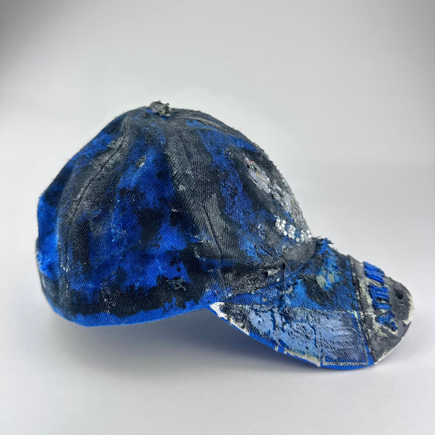 Air Force Blue & Black Distressed Rhinestone Hat