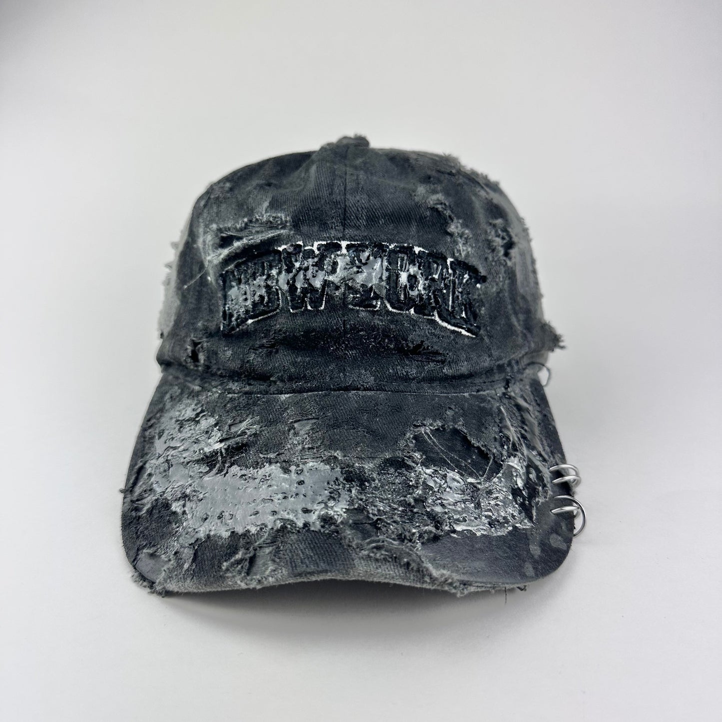 ASTROBOI* 'Orion' New York Black Distressed Resin Pierced Hat