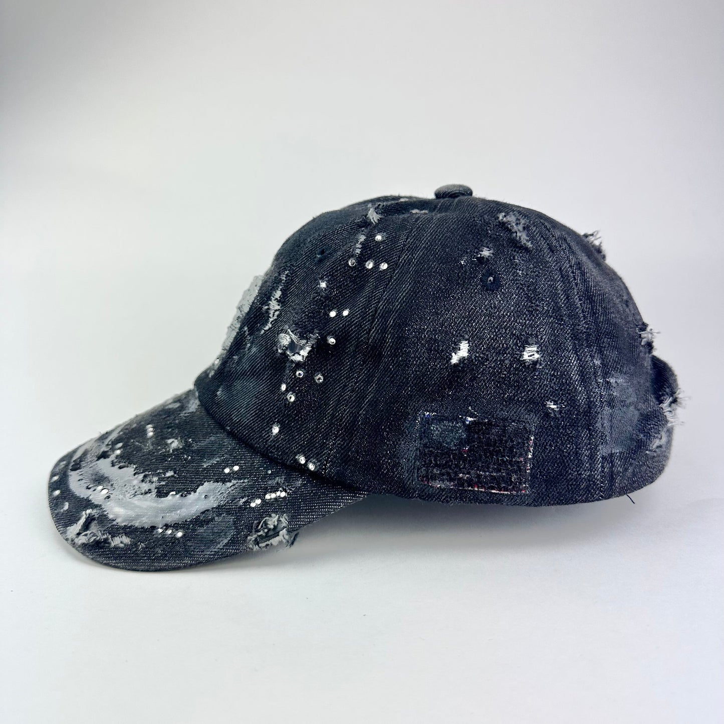 ASTROBOI* 'Onyx' New York Black Distressed Denim Rhinestone Hat