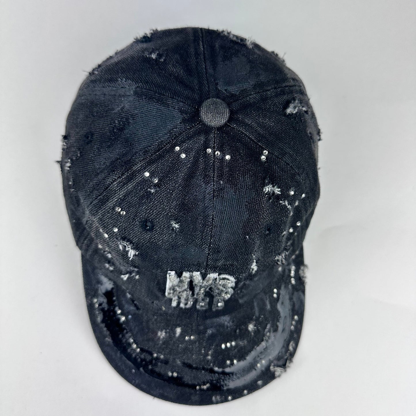 ASTROBOI* 'Onyx' New York Black Distressed Denim Rhinestone Hat