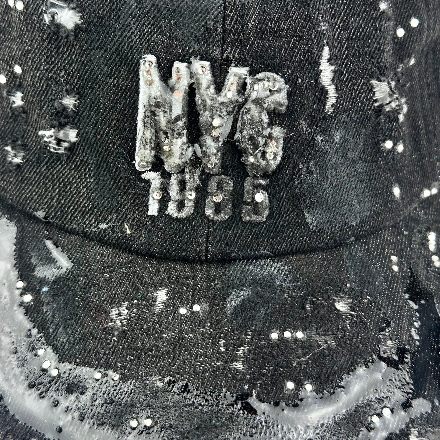 ASTROBOI* 'Onyx' New York Black Distressed Denim Rhinestone Hat