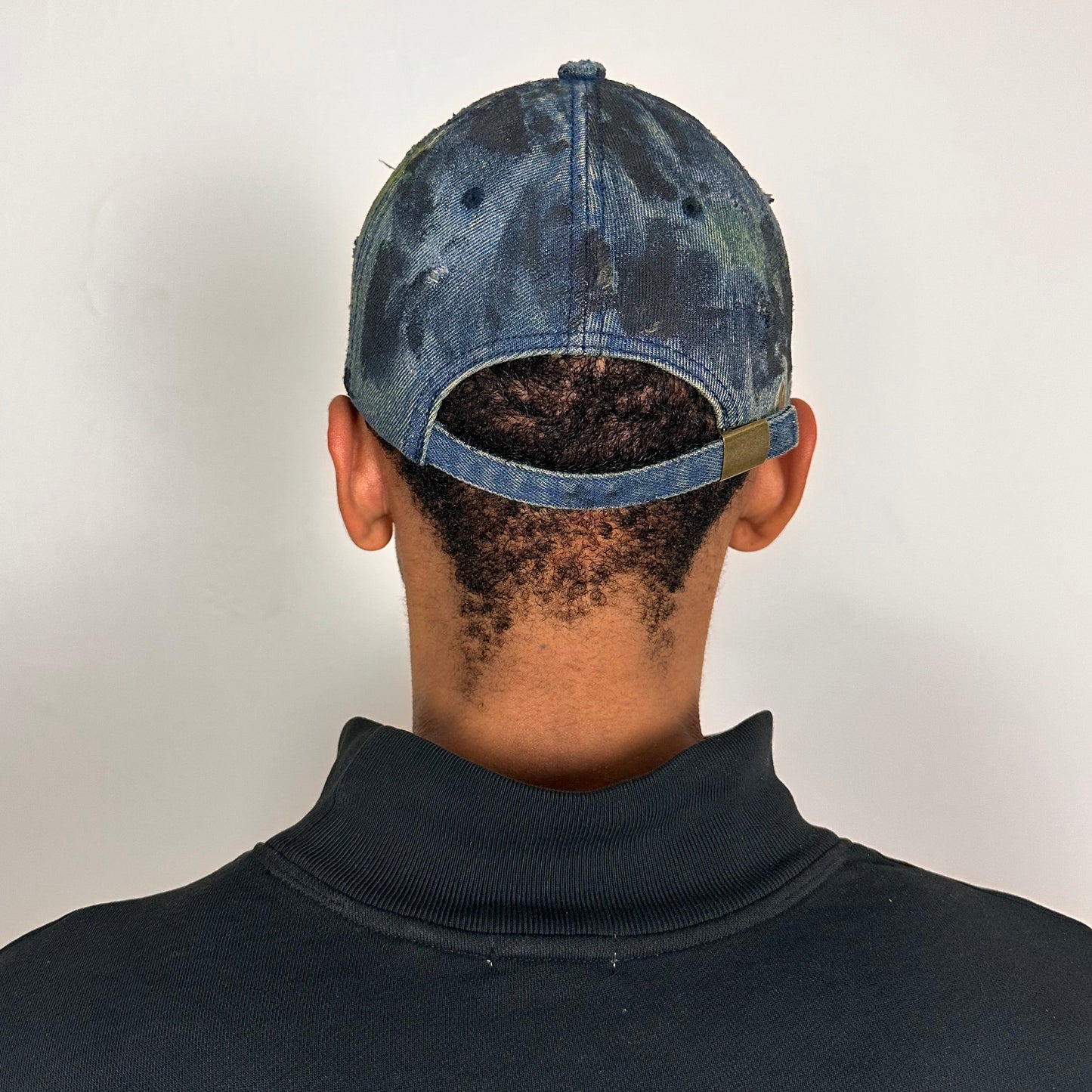 Black & Blue Faded Denim Deconstructed Hat