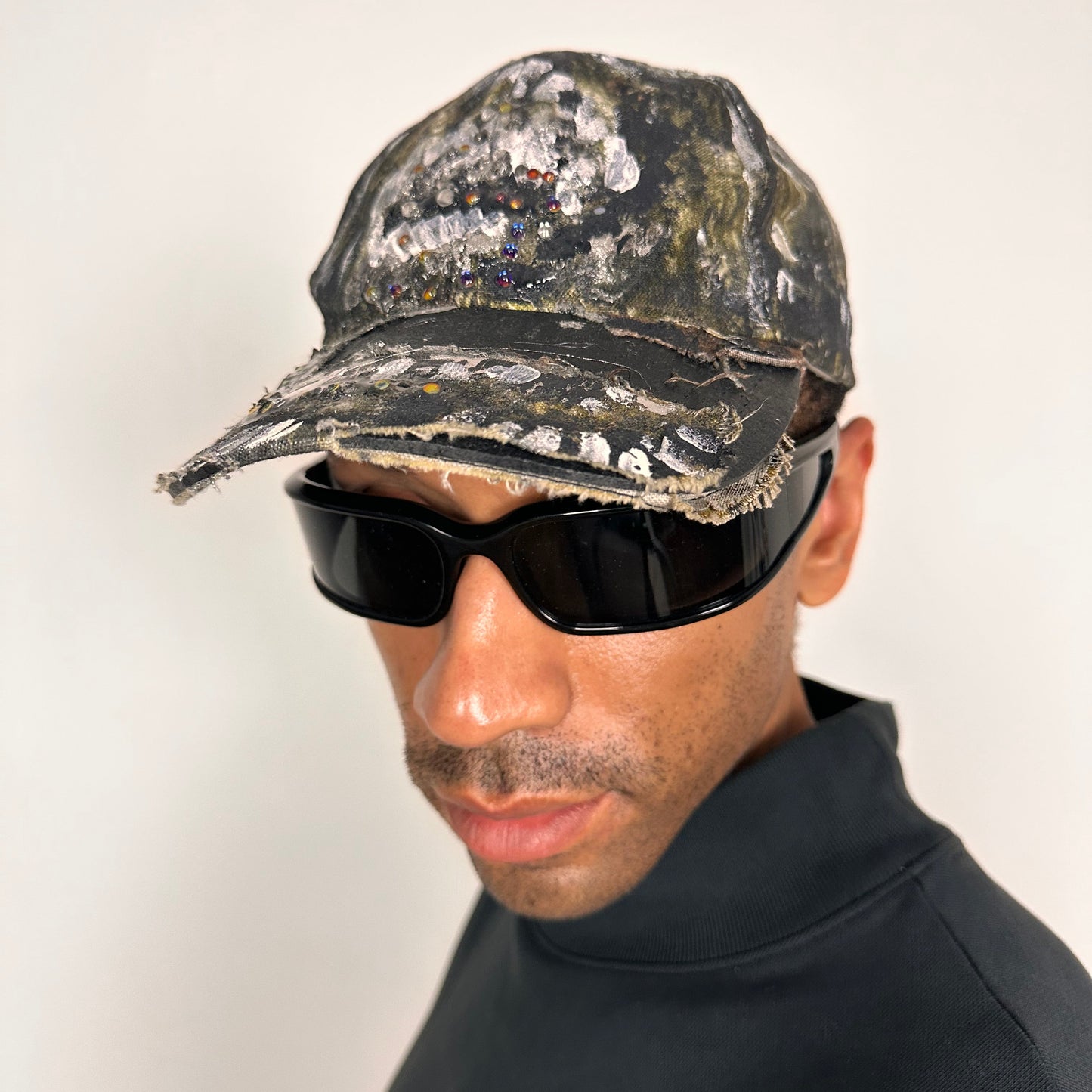‘This Way’ Brown/Green Camouflage Rhinestone Hat