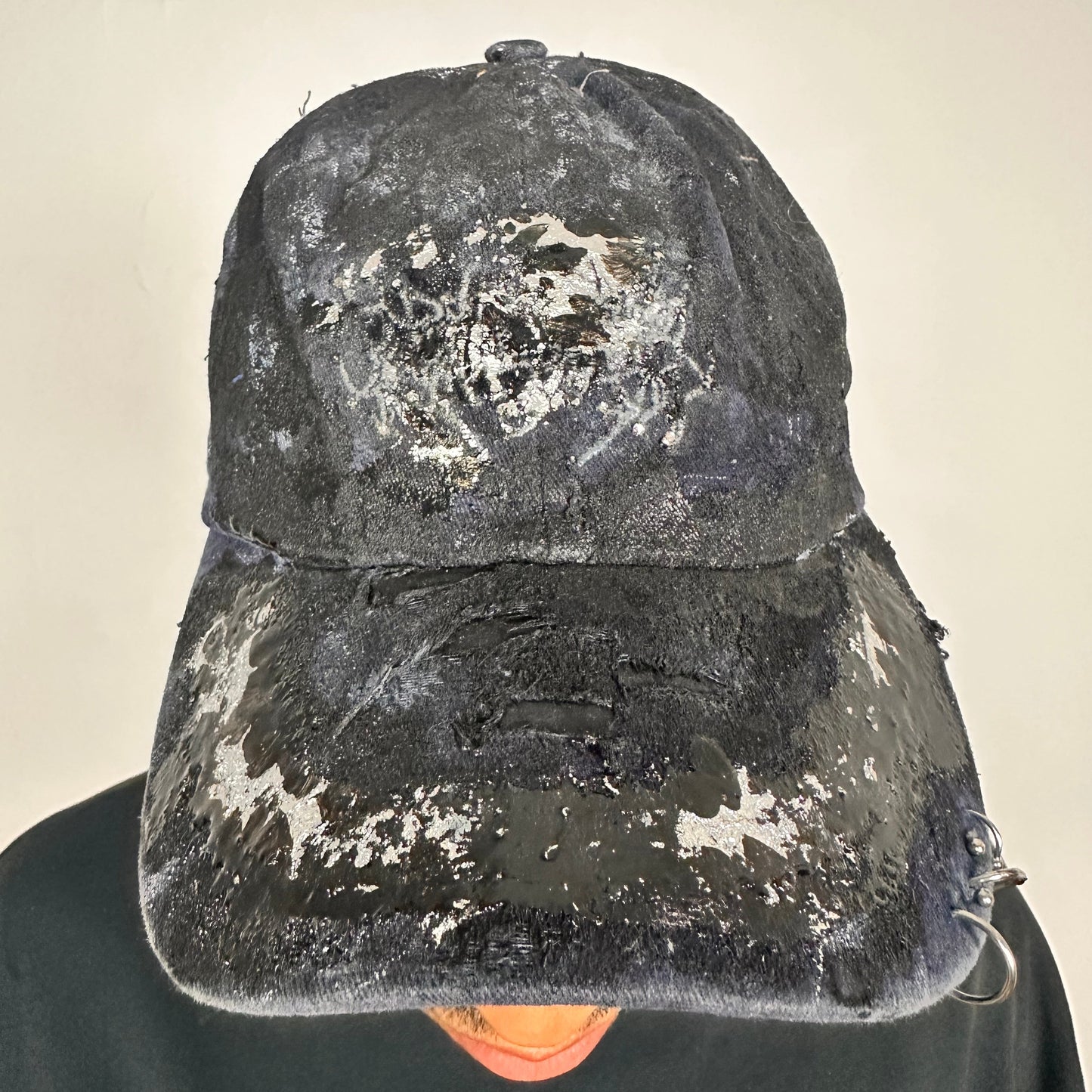 Black & Blue Indie Barbed Wire Distressed Pierced Hat