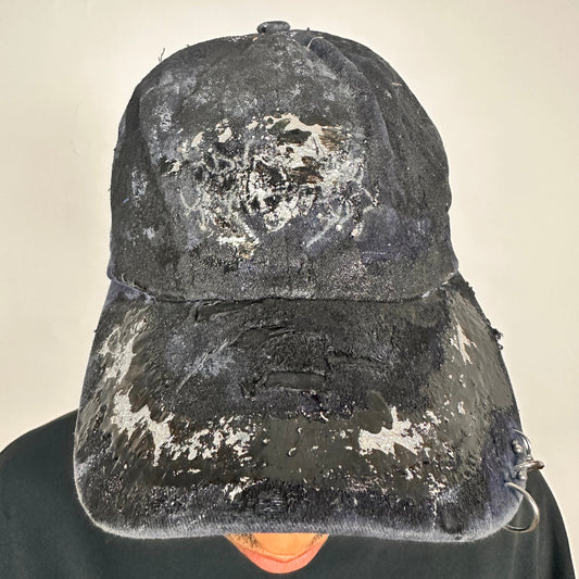 Black & Blue Indie Barbed Wire Distressed Pierced Hat