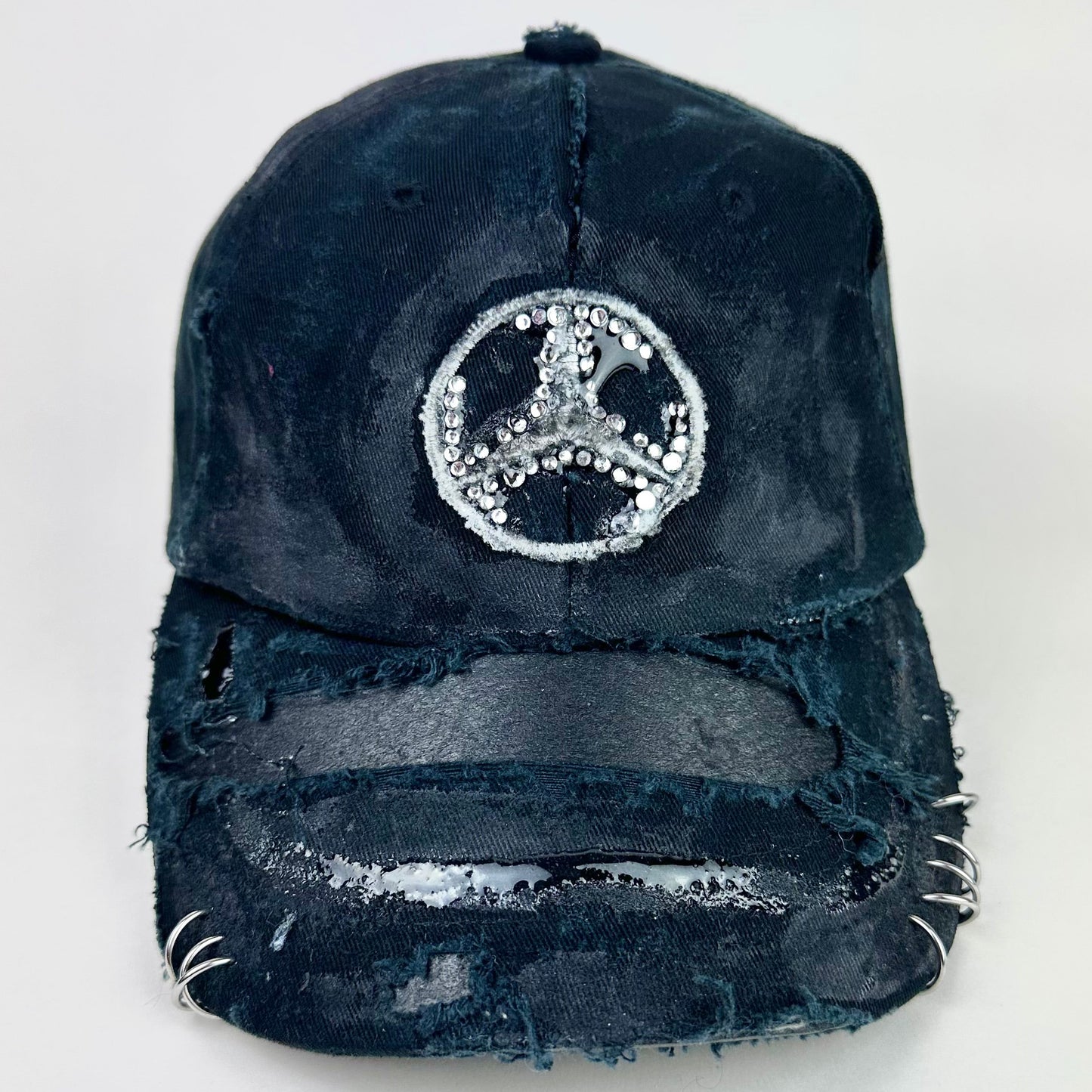 ASTROBOI* x Mercedes Rhinestone Black Distressed Hat