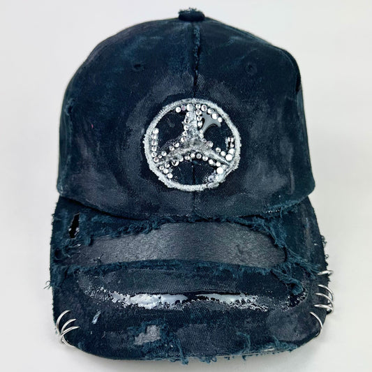 ASTROBOI* x Mercedes Rhinestone Black Distressed Hat