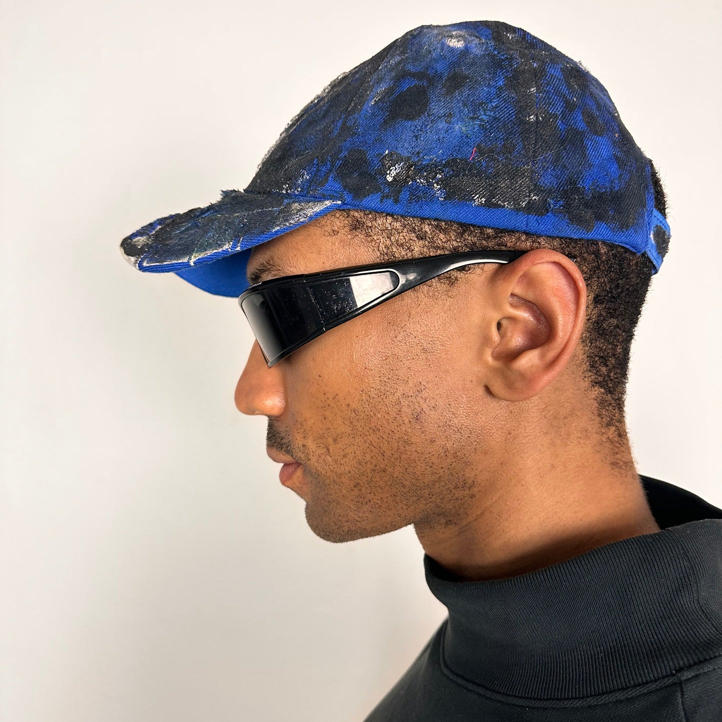 Air Force Blue & Black Distressed Rhinestone Hat