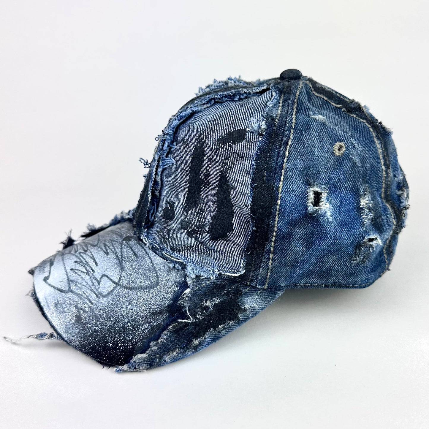 ASTROBOI* 'Denim Punk' Blue Distressed Hat