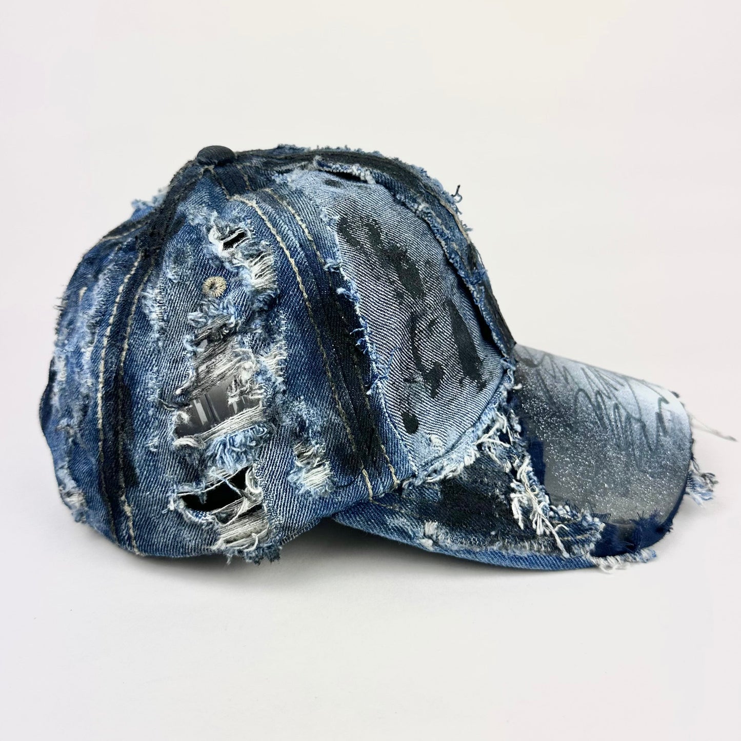 ASTROBOI* 'Denim Punk' Blue Distressed Hat