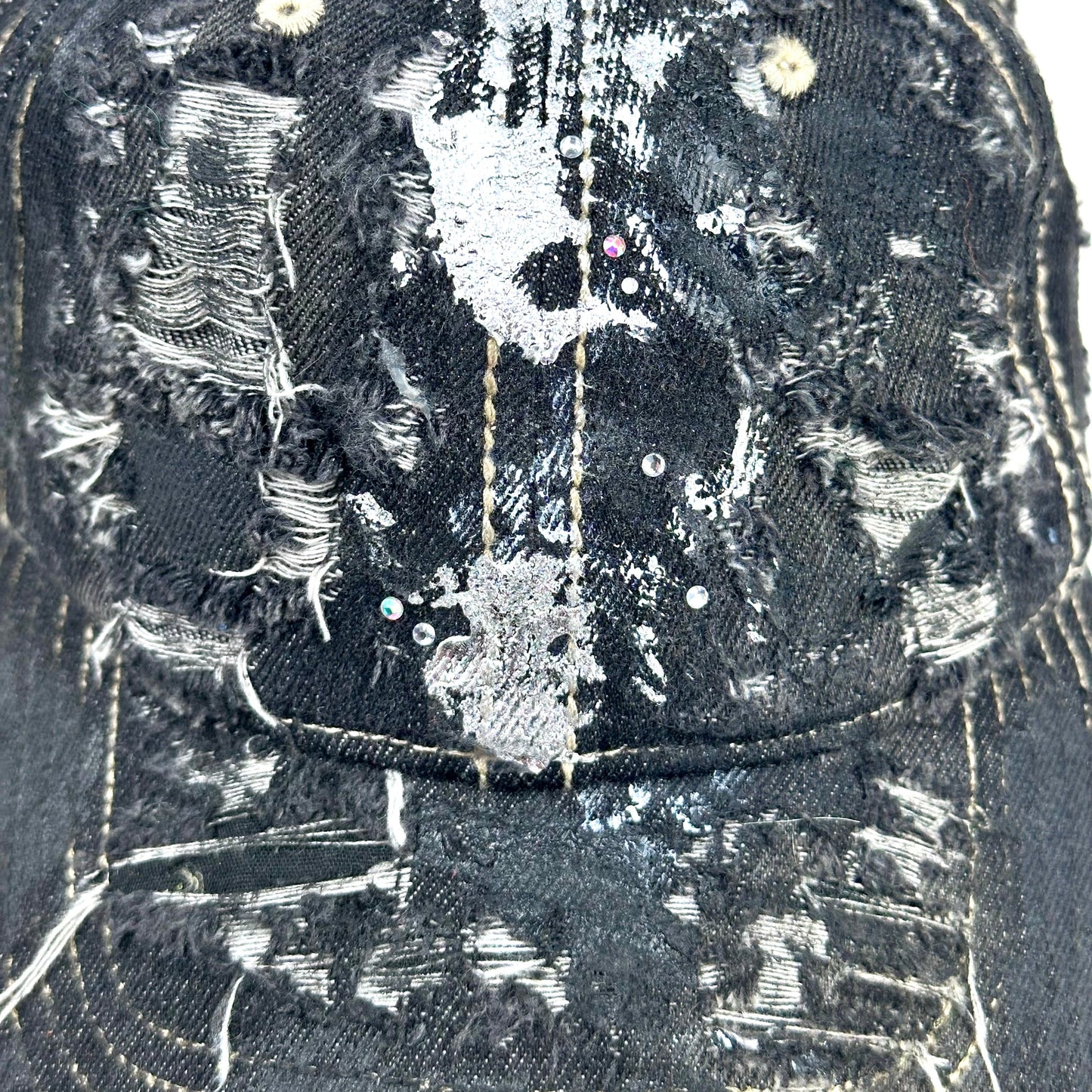 ASTROBOI* 'Neo' Black Distressed Rhinestone Denim Hat
