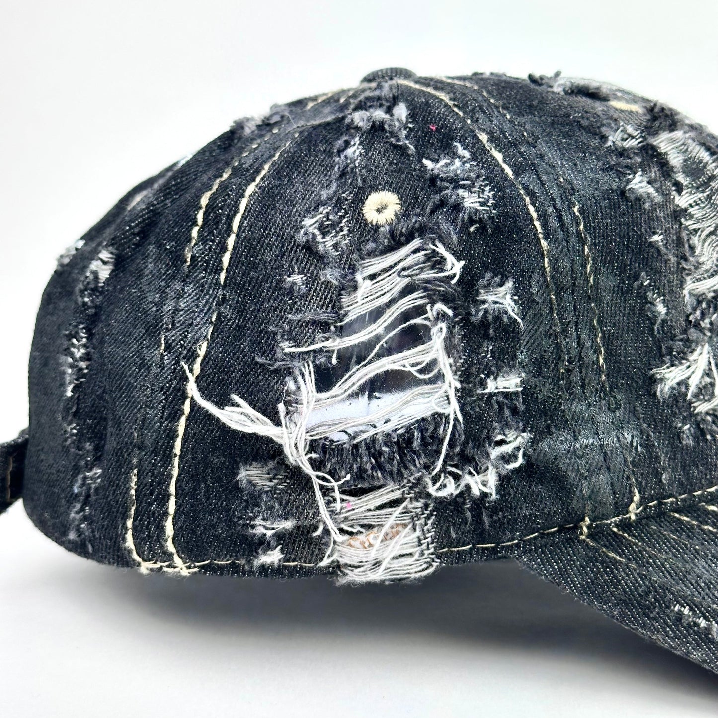 ASTROBOI* 'Neo' Black Distressed Rhinestone Denim Hat