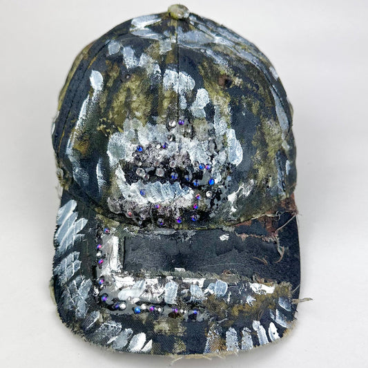 ASTROBOI* ‘This Way’ Brown/Green Camouflage Rhinestone Hat