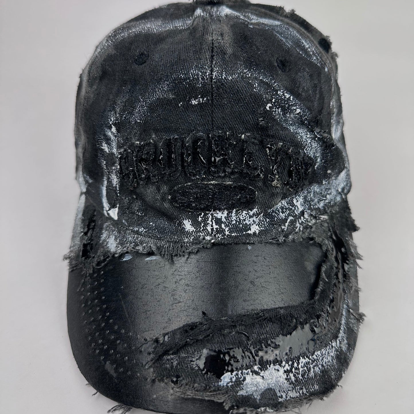 ASTROBOI* Brooklyn Painted Black Distressed Resin Hat