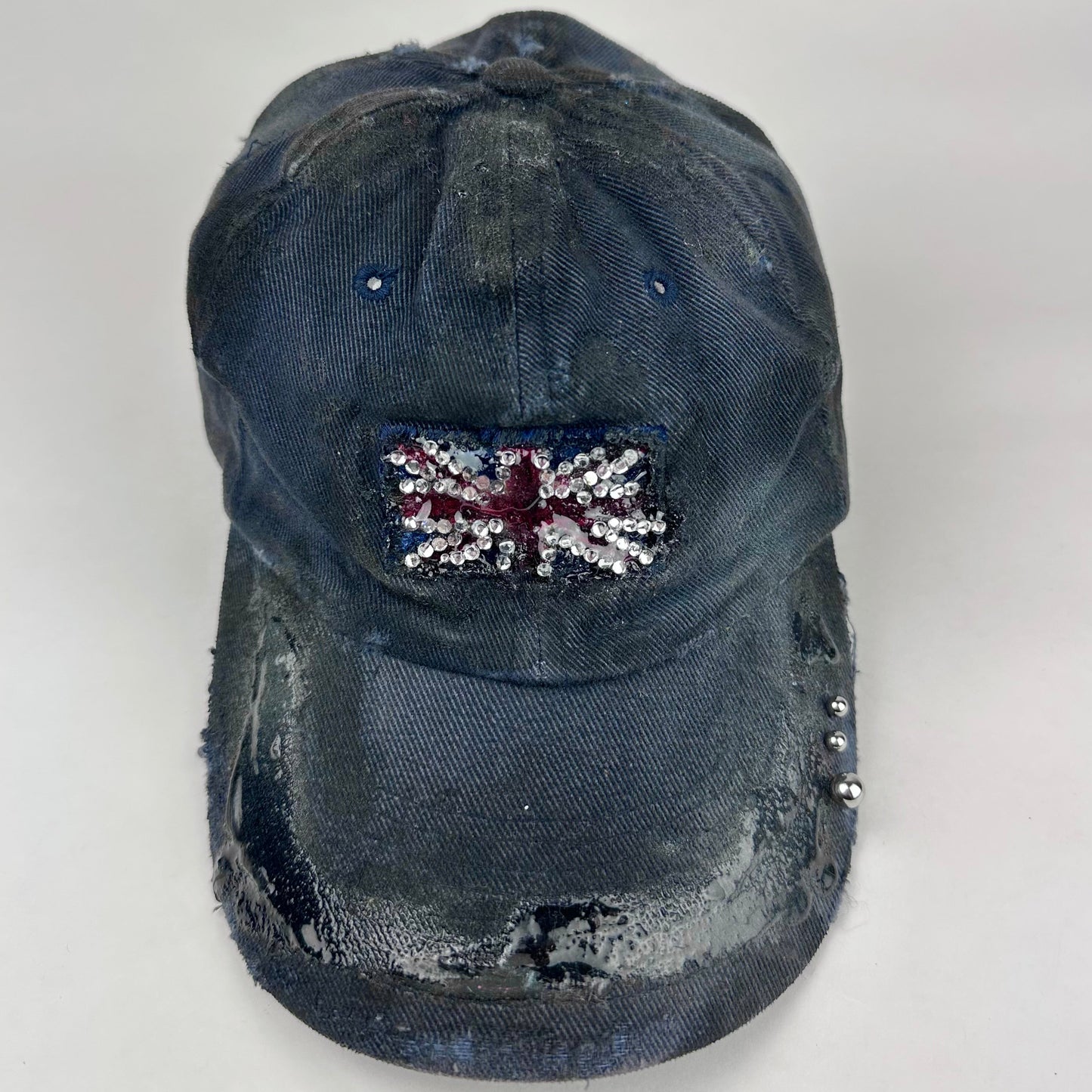 ASTROBOI* 'London Rain' Navy Distressed Union Jack Resin Pierced Hat