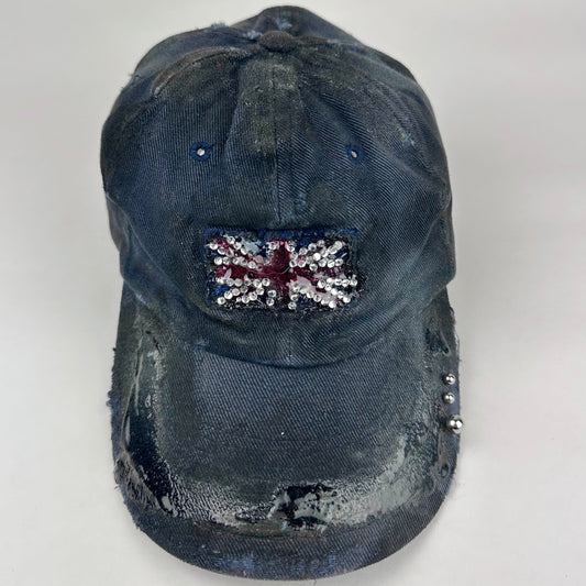ASTROBOI* 'London Rain' Navy Distressed Union Jack Resin Pierced Hat