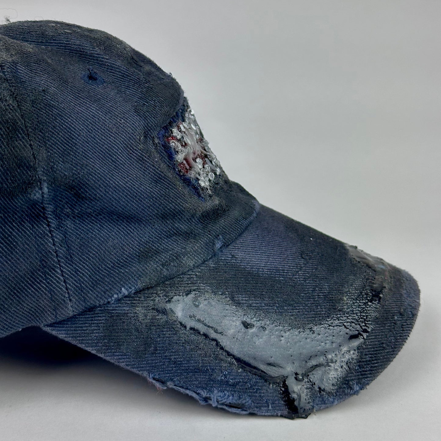 ASTROBOI* 'London Rain' Navy Distressed Union Jack Resin Pierced Hat