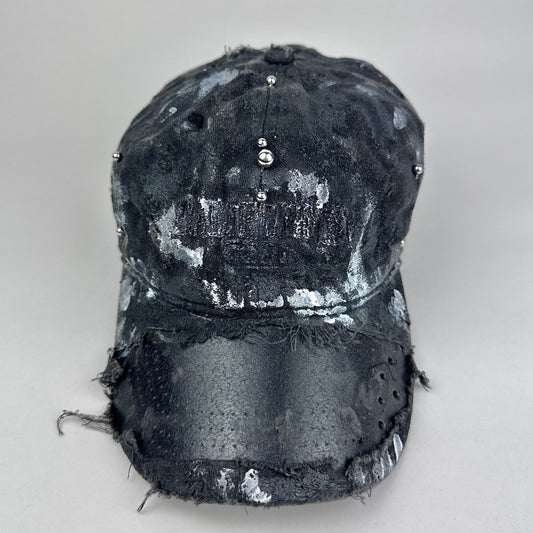ASTROBOI* 'Cali' Black Painted Pierced Distressed Hat