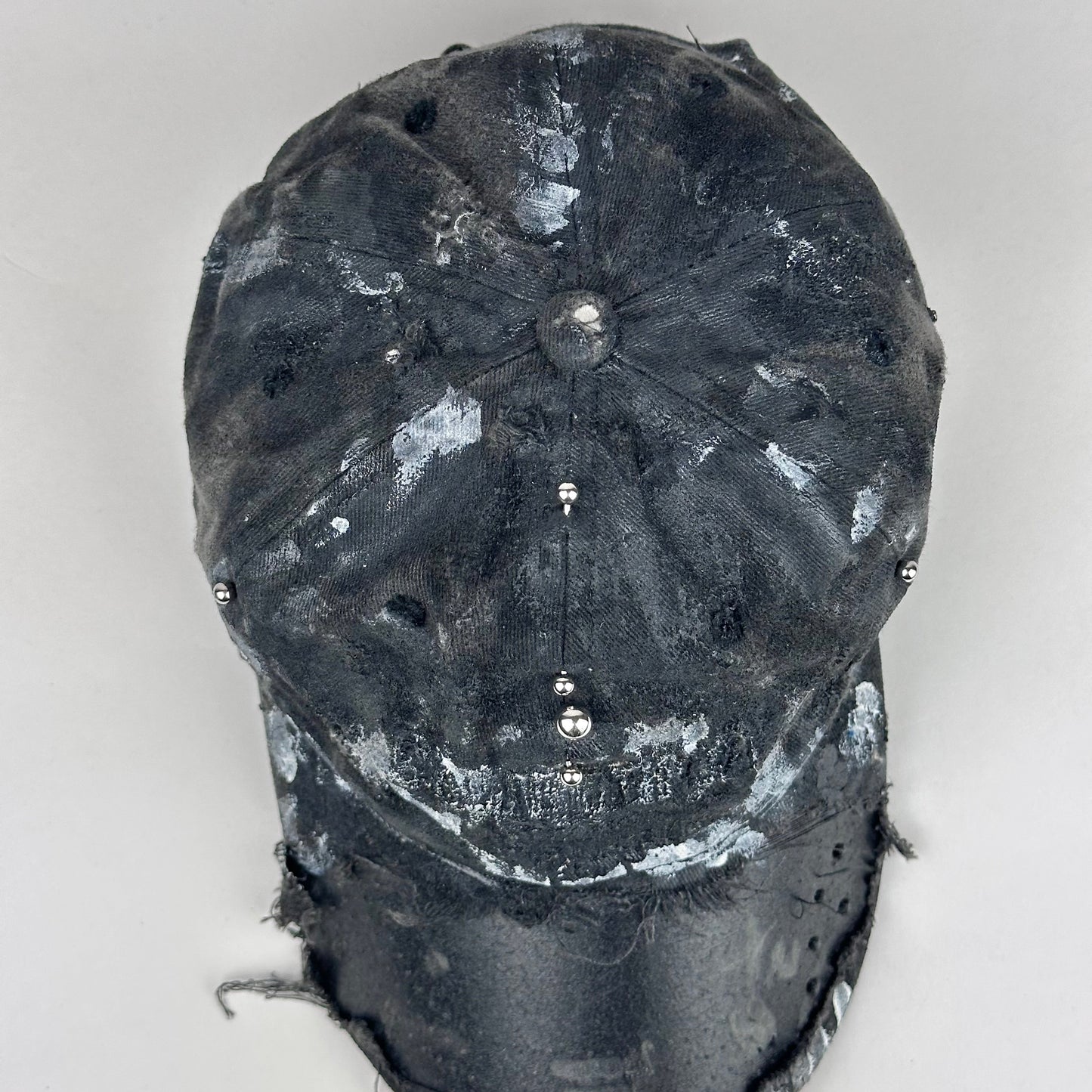 ASTROBOI* 'Cali' Black Painted Pierced Distressed Hat