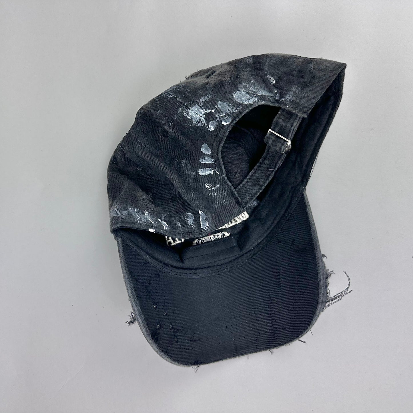 ASTROBOI* 'Cali' Black Painted Pierced Distressed Hat