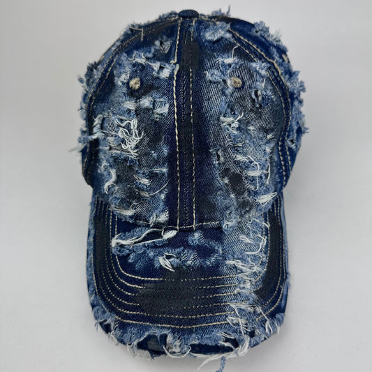 ASTROBOI* Distressed Denim Mid Blue & Black Streetwear Cap