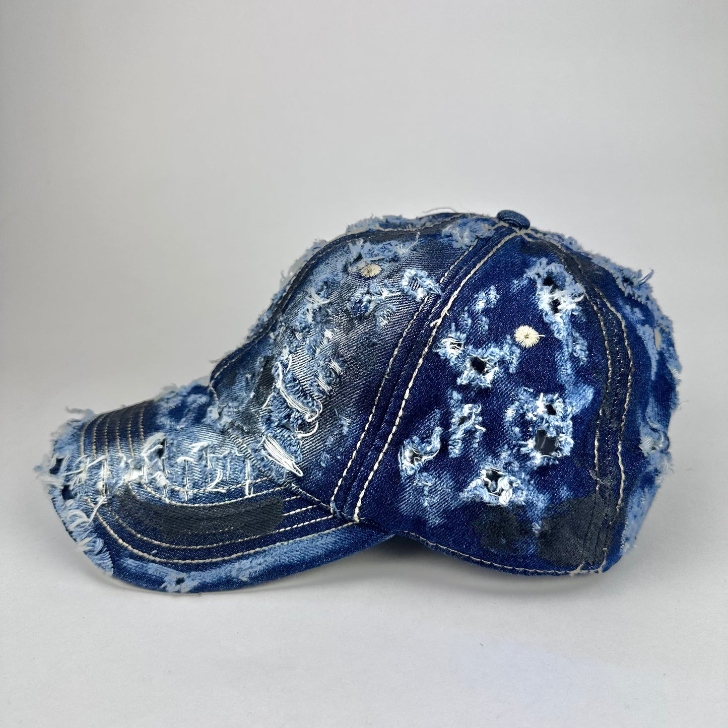 ASTROBOI* Distressed Denim Mid Blue & Black Streetwear Cap