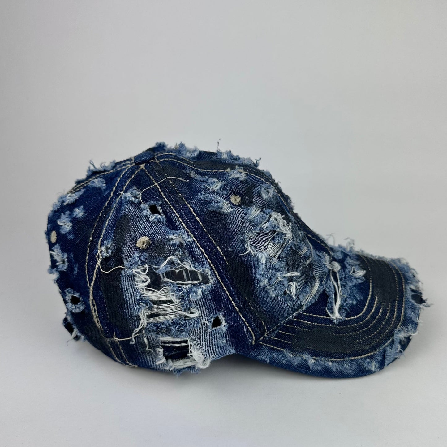 ASTROBOI* Distressed Denim Mid Blue & Black Streetwear Cap