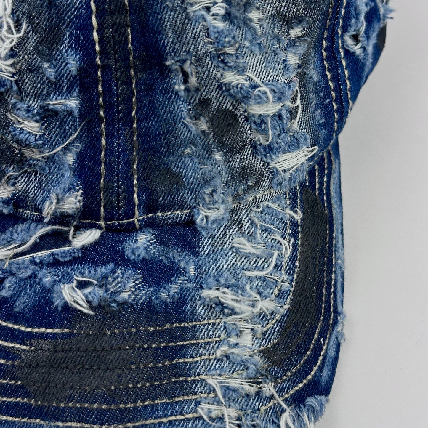 ASTROBOI* Distressed Denim Mid Blue & Black Streetwear Cap