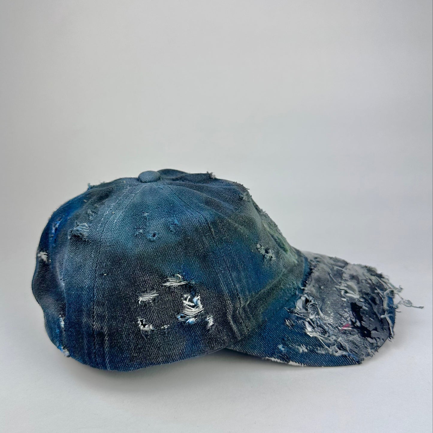 ASTROBOI* NYC Distressed & Deconstructed Black Denim Resin Hat