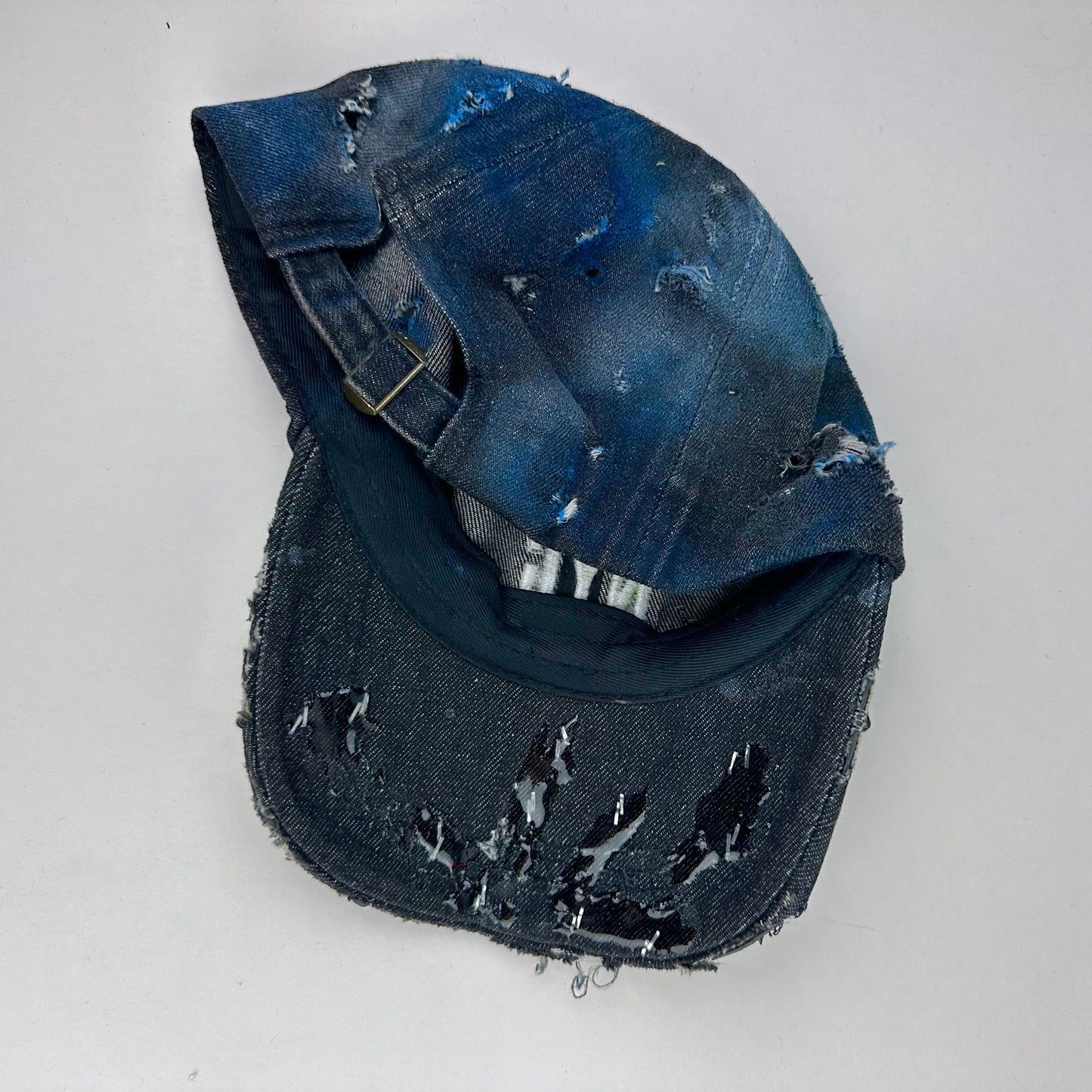 ASTROBOI* NYC Distressed & Deconstructed Black Denim Resin Hat