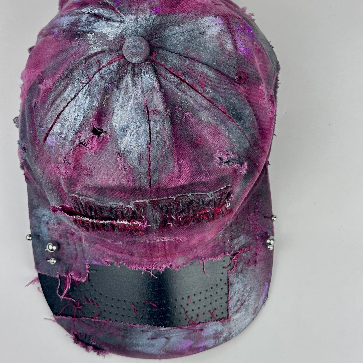 'Burn Out' Red New York Pierced Distressed Hat
