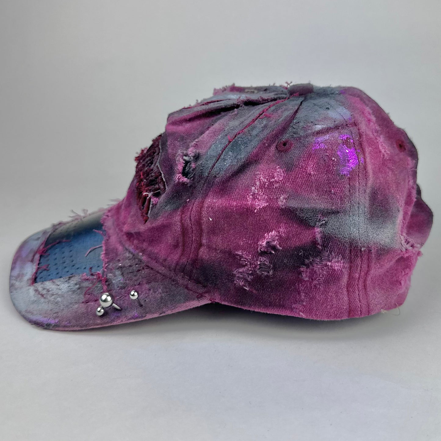 'Burn Out' Red New York Pierced Distressed Hat