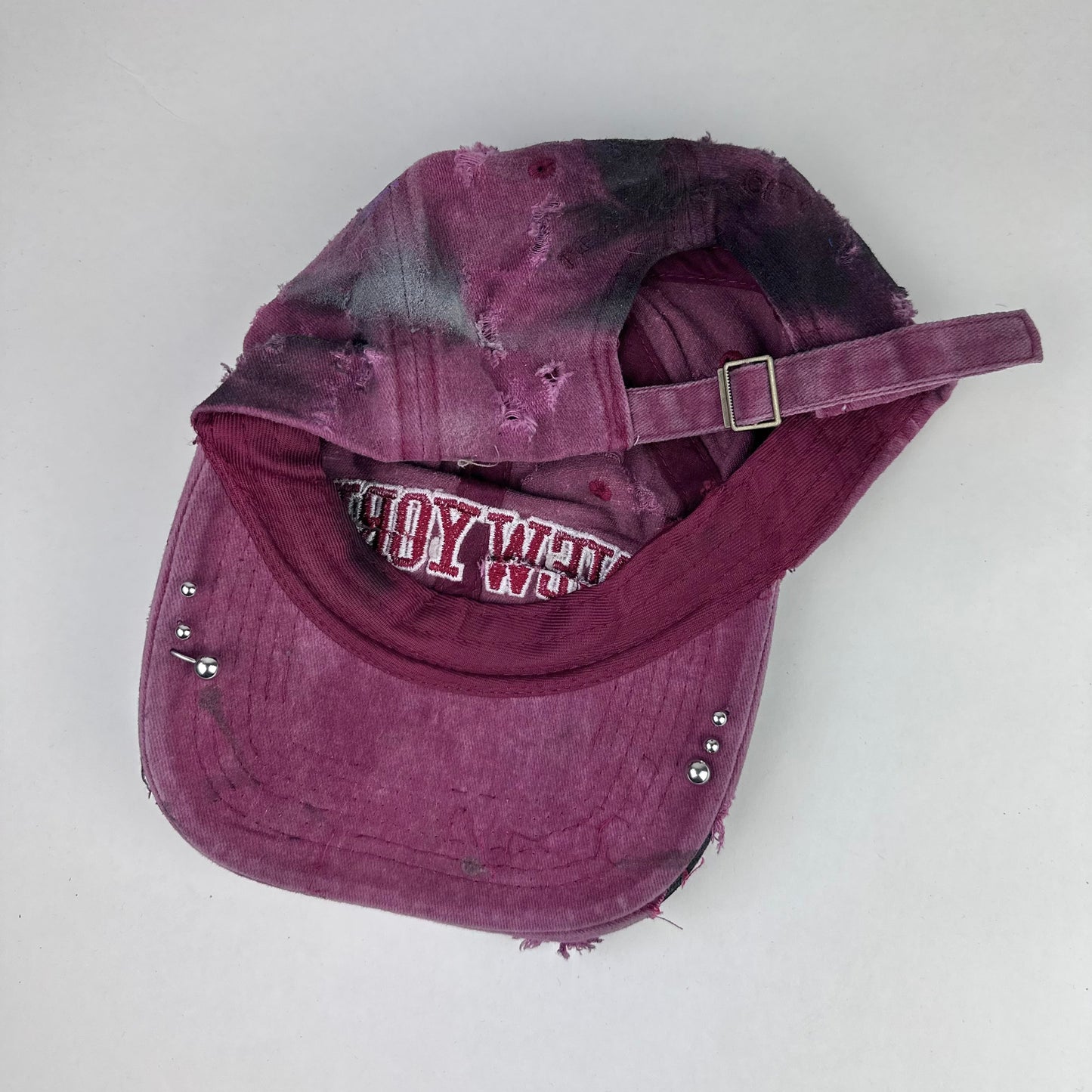 'Burn Out' Red New York Pierced Distressed Hat