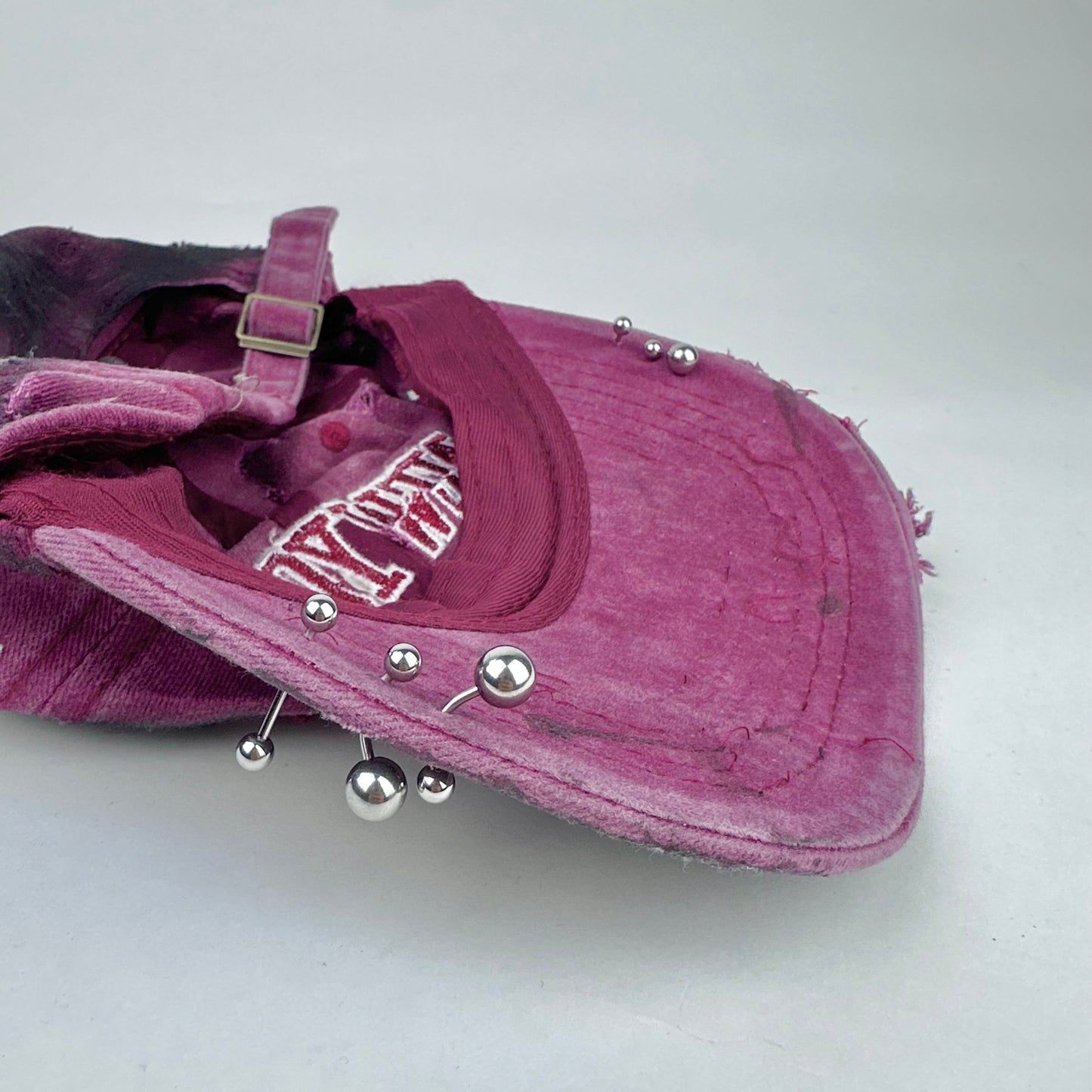 'Burn Out' Red New York Pierced Distressed Hat