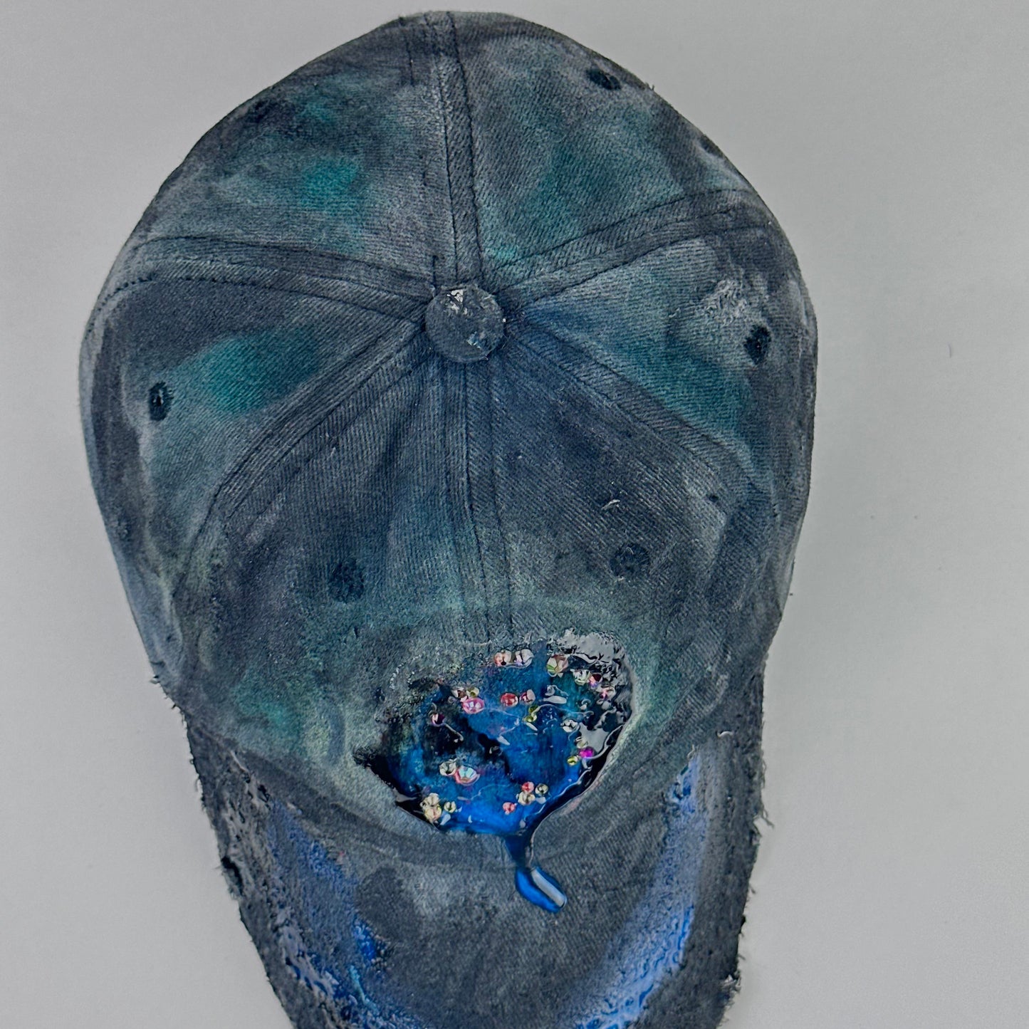 ASTROBOI* 'Enchanted' Black Distressed Rhinestone Resin Hat