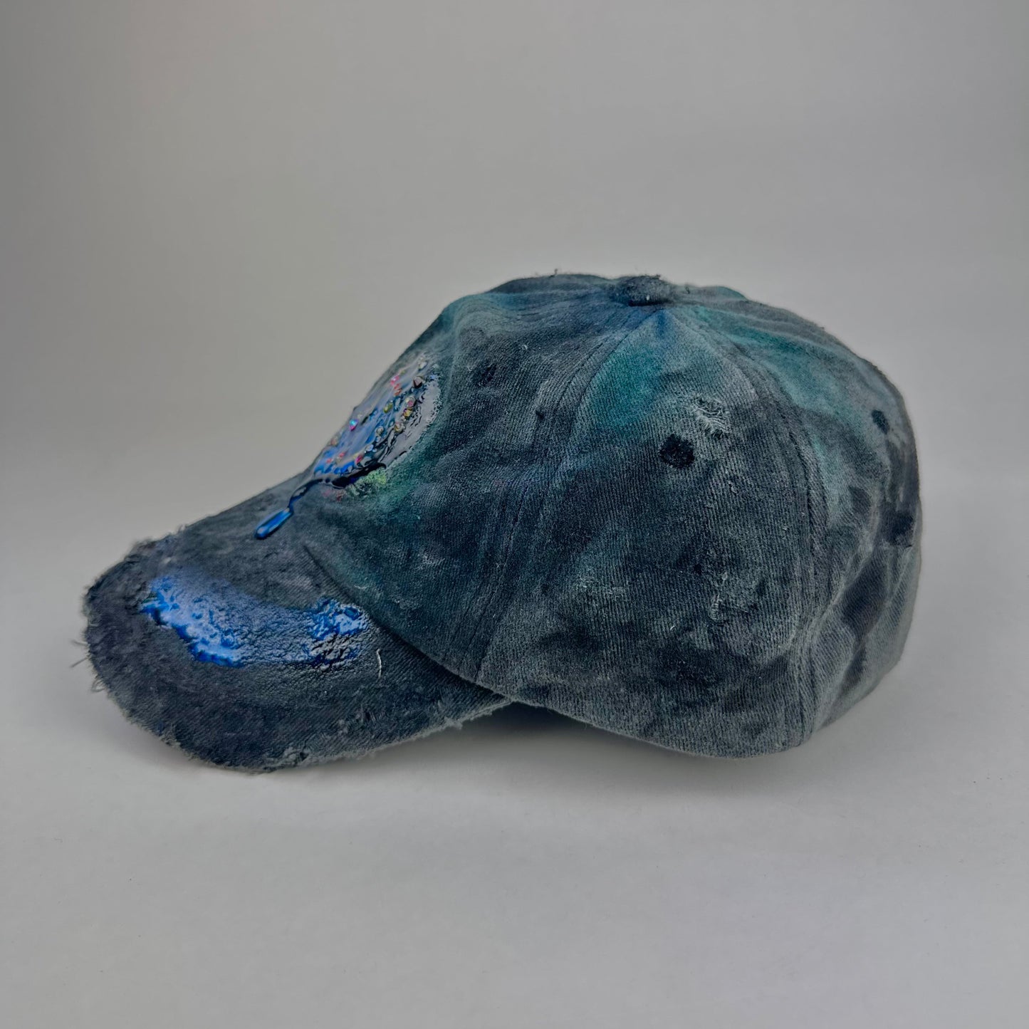 ASTROBOI* 'Enchanted' Black Distressed Rhinestone Resin Hat