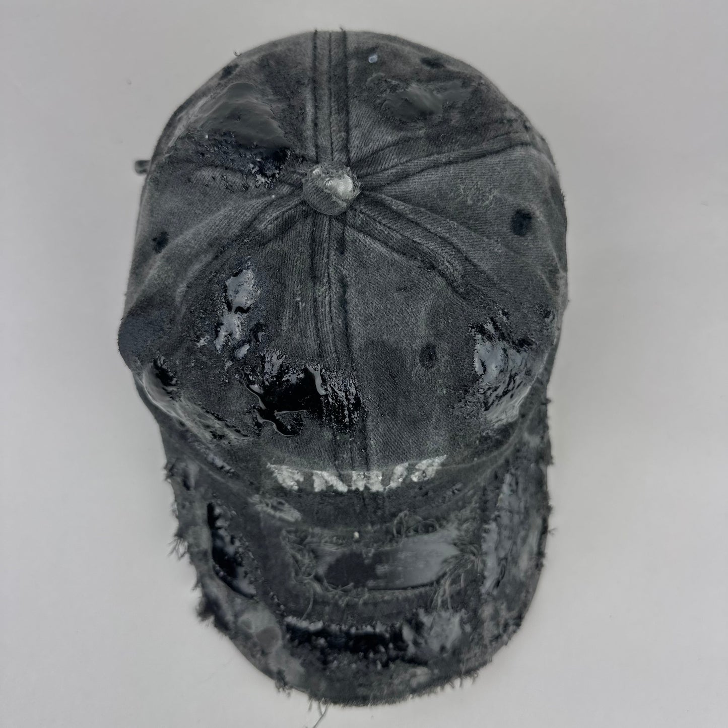 ASTROBOI* 'Muddy Paris' Distressed Resin & Rhinestone Black Hat