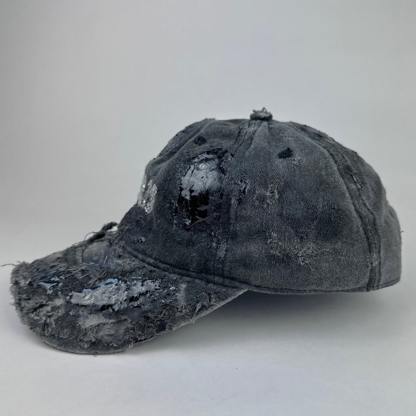 ASTROBOI* 'Muddy Paris' Distressed Resin & Rhinestone Black Hat