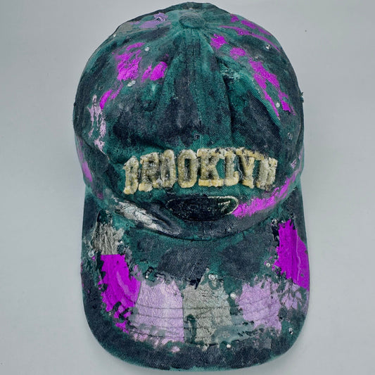 ASTROBOI* 'Paint Slab' Green/Black Distressed Resin Dad Hat