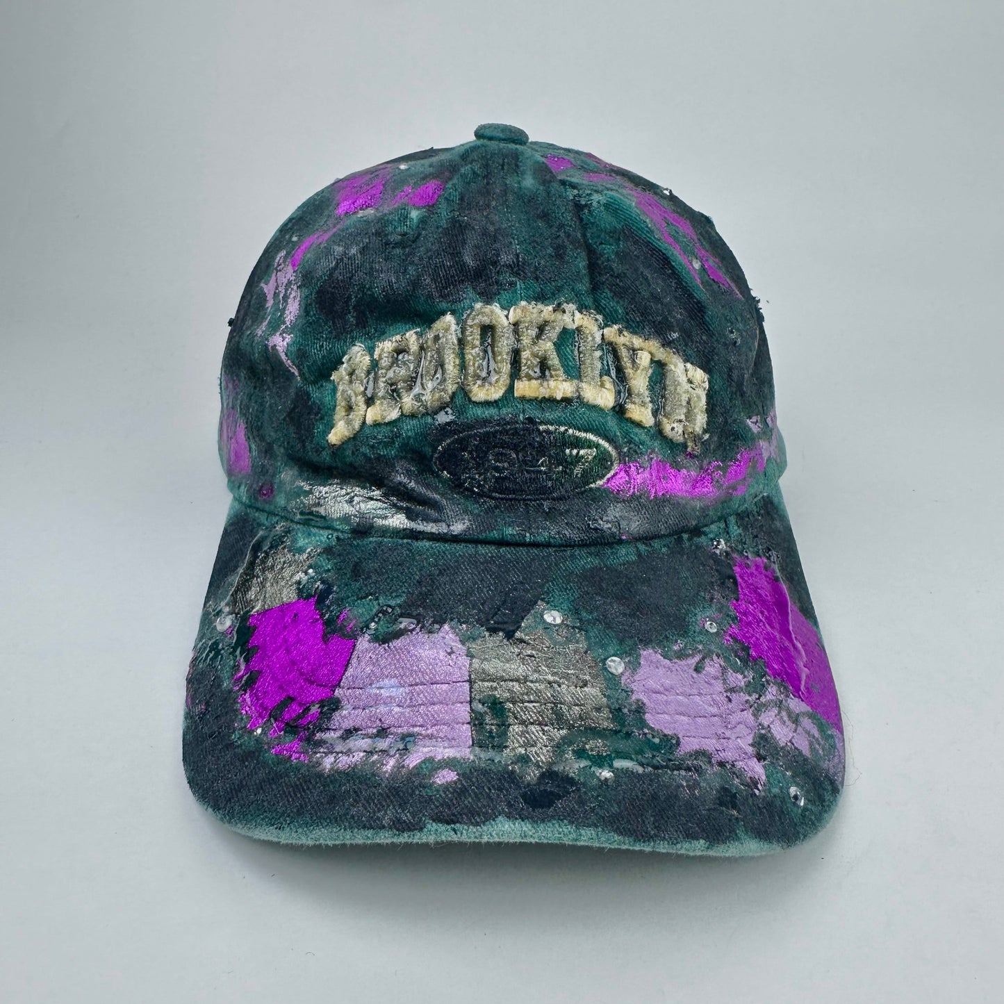 ASTROBOI* 'Paint Slab' Green/Black Distressed Resin Dad Hat