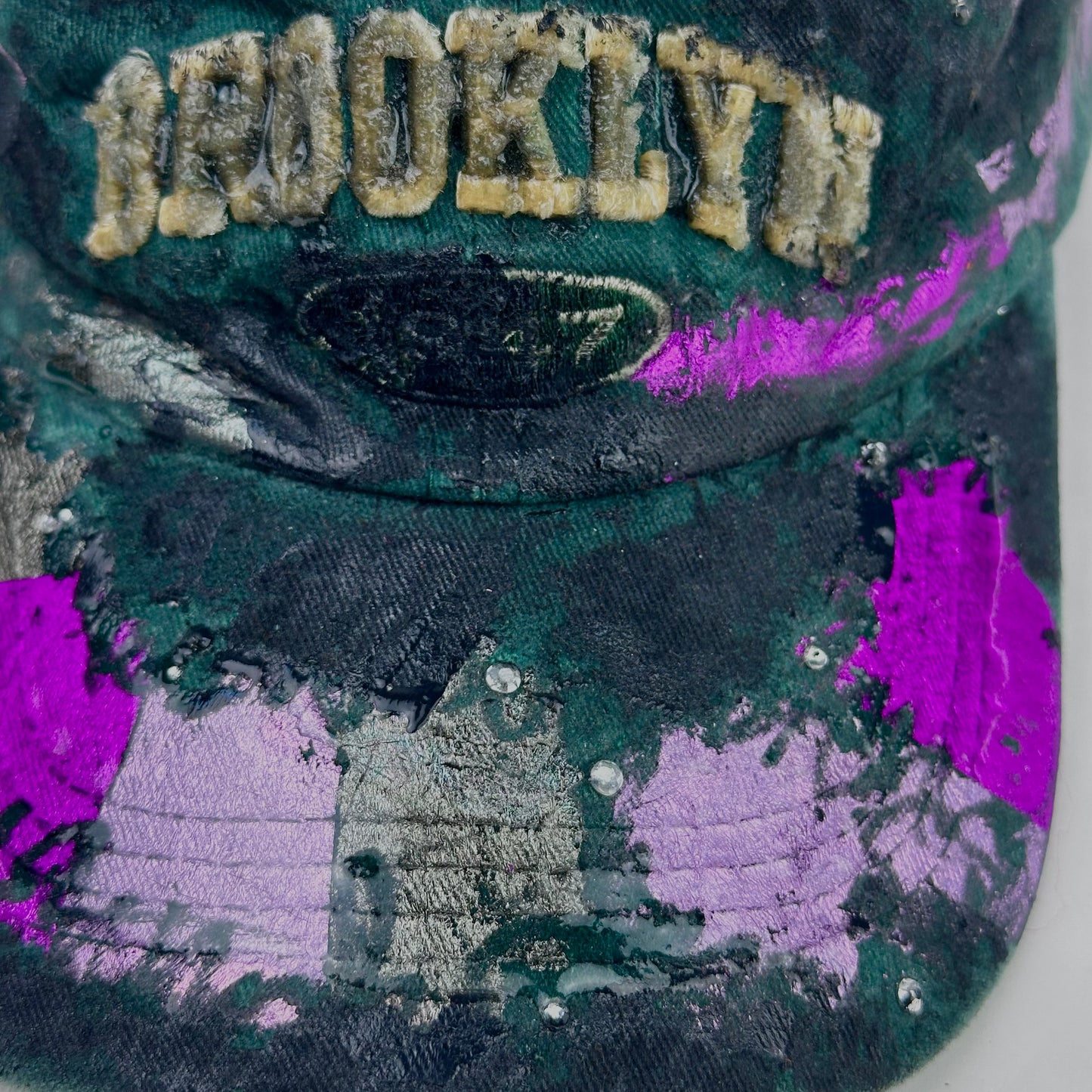 ASTROBOI* 'Paint Slab' Green/Black Distressed Resin Dad Hat