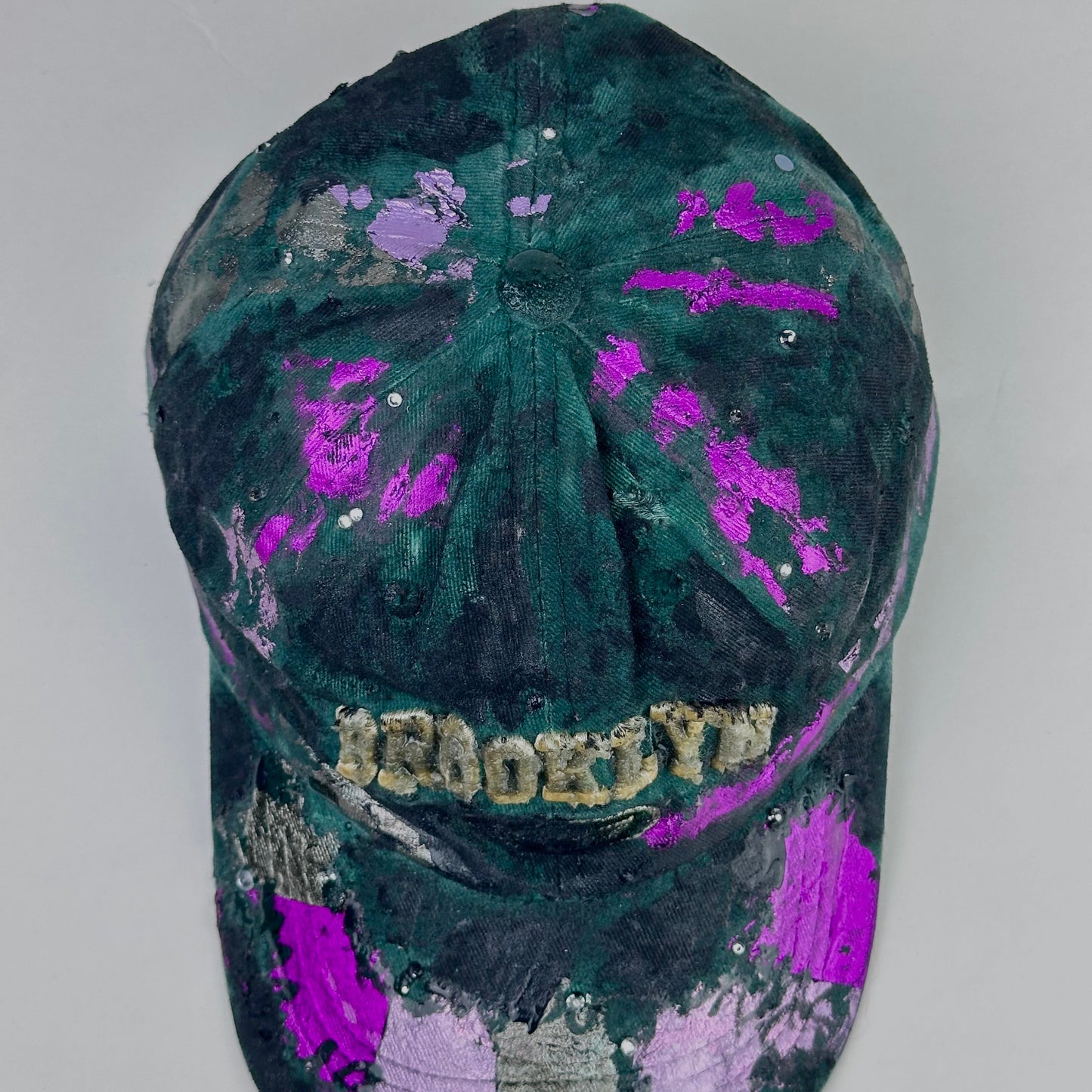 ASTROBOI* 'Paint Slab' Green/Black Distressed Resin Dad Hat