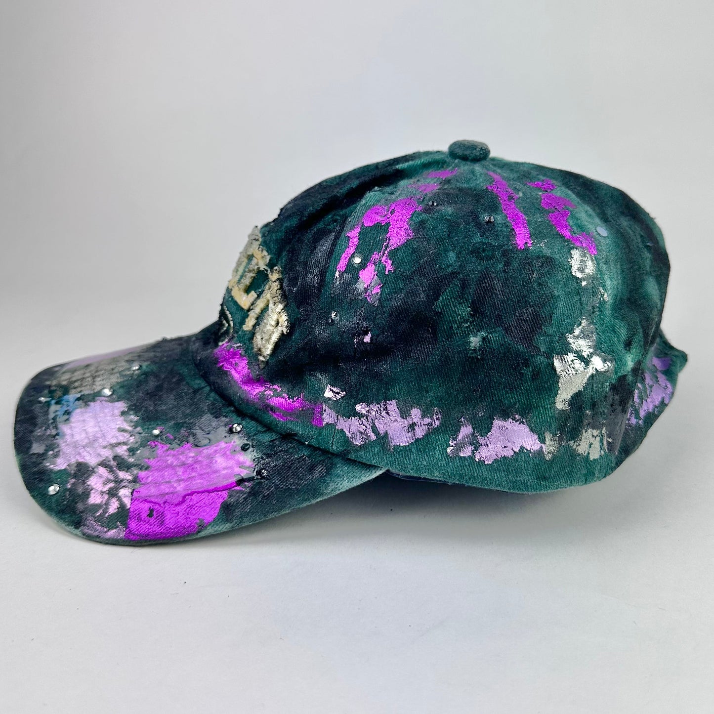 ASTROBOI* 'Paint Slab' Green/Black Distressed Resin Dad Hat