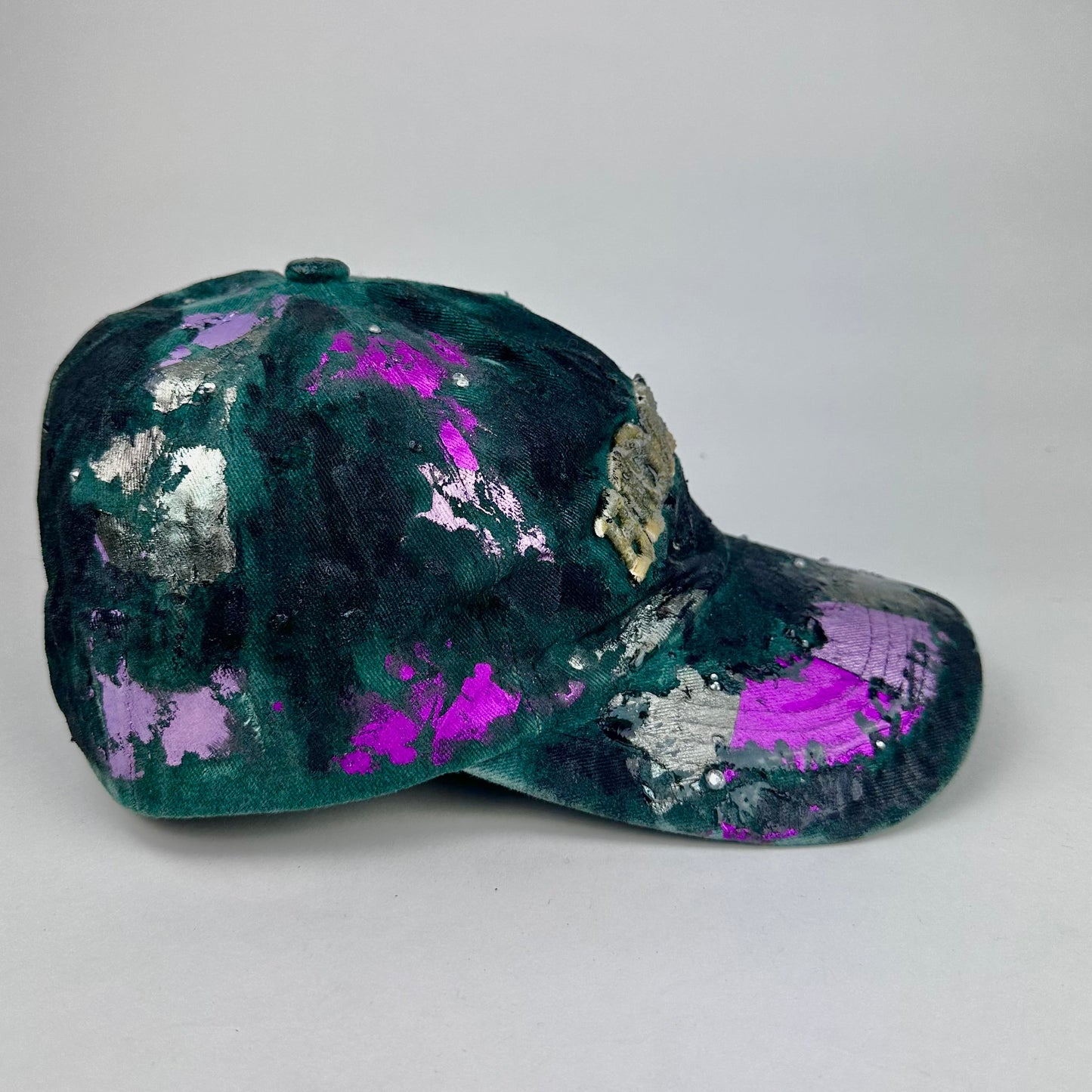 ASTROBOI* 'Paint Slab' Green/Black Distressed Resin Dad Hat