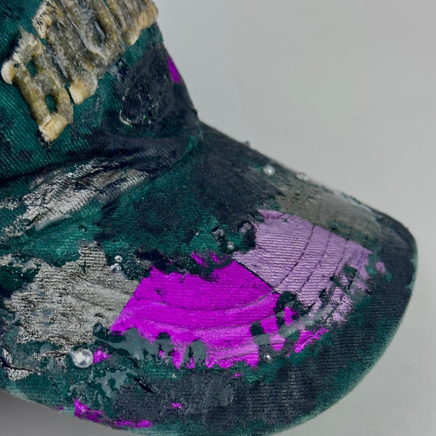 ASTROBOI* 'Paint Slab' Green/Black Distressed Resin Dad Hat