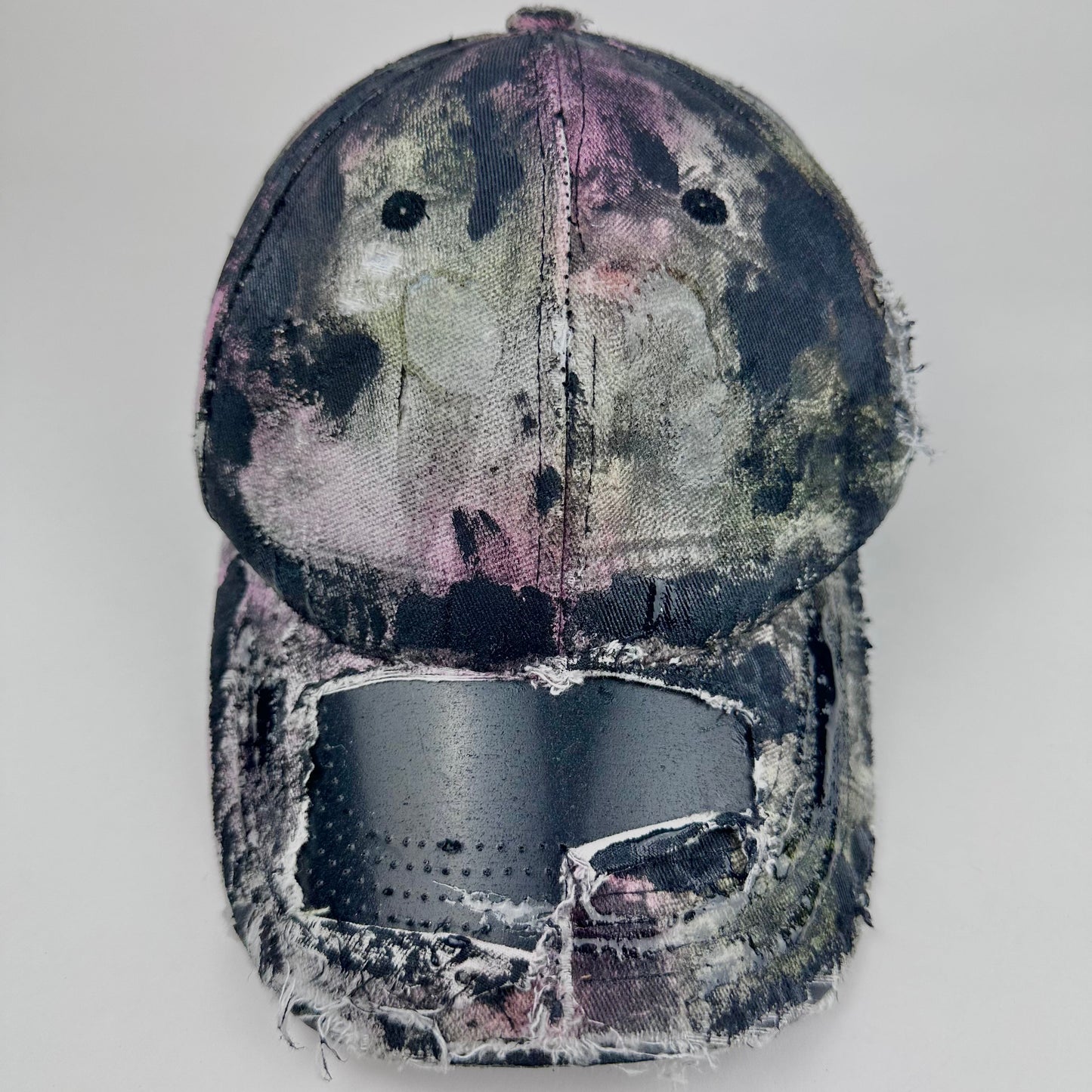 ASTROBOI* Y2K Trompe L'oeil Distressed White & Black Denim Streetwear Hat