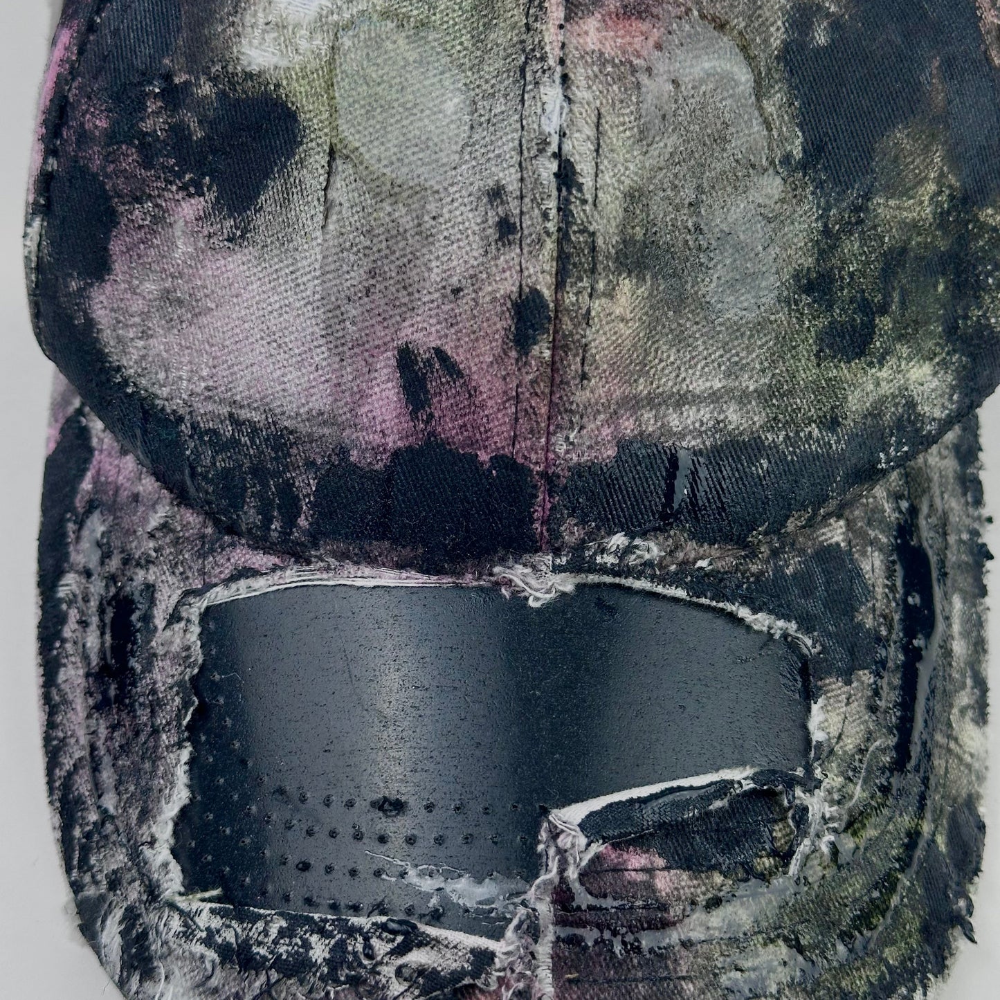 ASTROBOI* Y2K Trompe L'oeil Distressed White & Black Denim Streetwear Hat