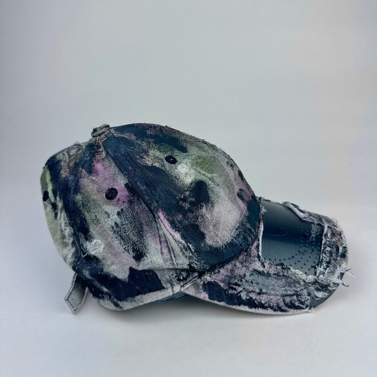 ASTROBOI* Y2K Trompe L'oeil Distressed White & Black Denim Streetwear Hat