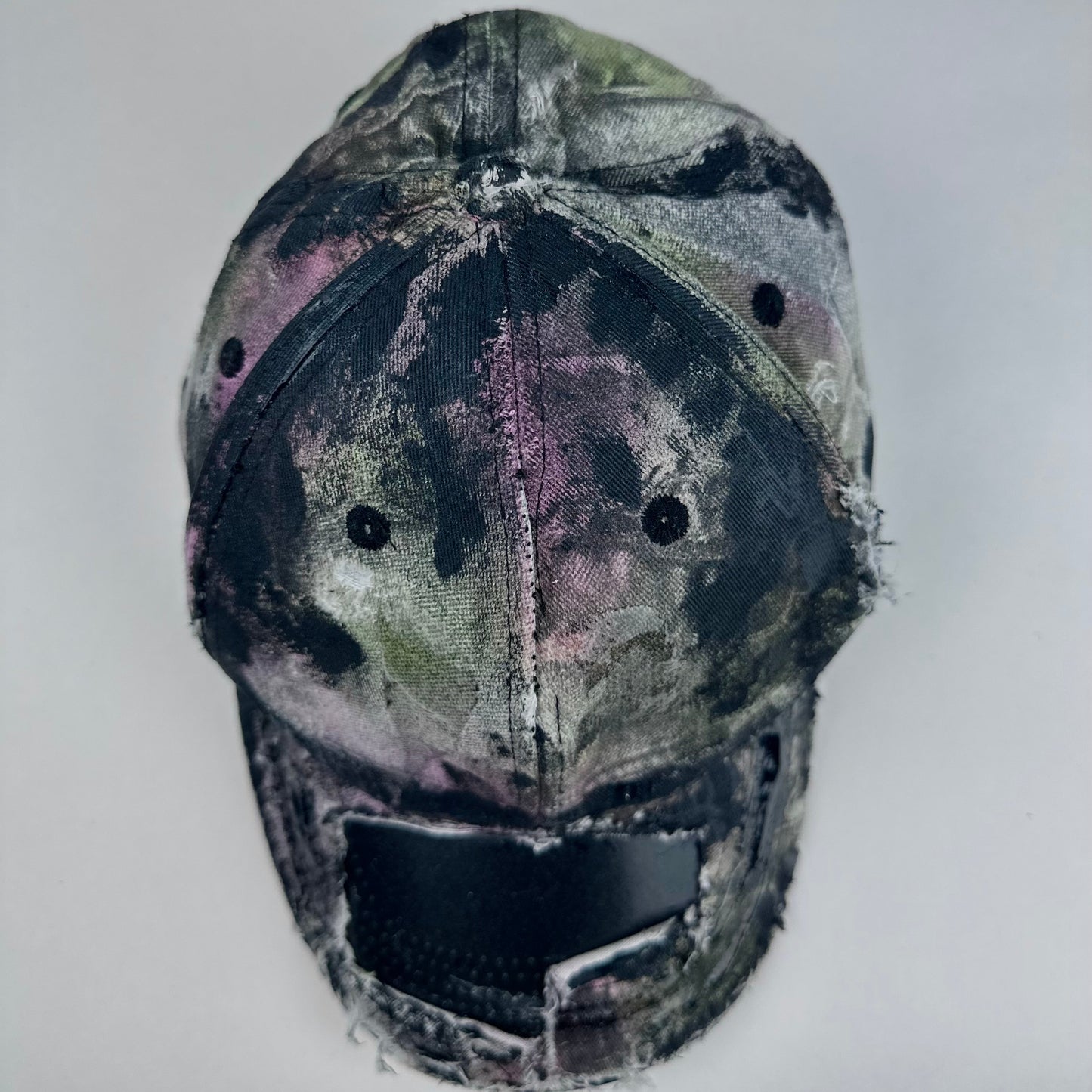 ASTROBOI* Y2K Trompe L'oeil Distressed White & Black Denim Streetwear Hat