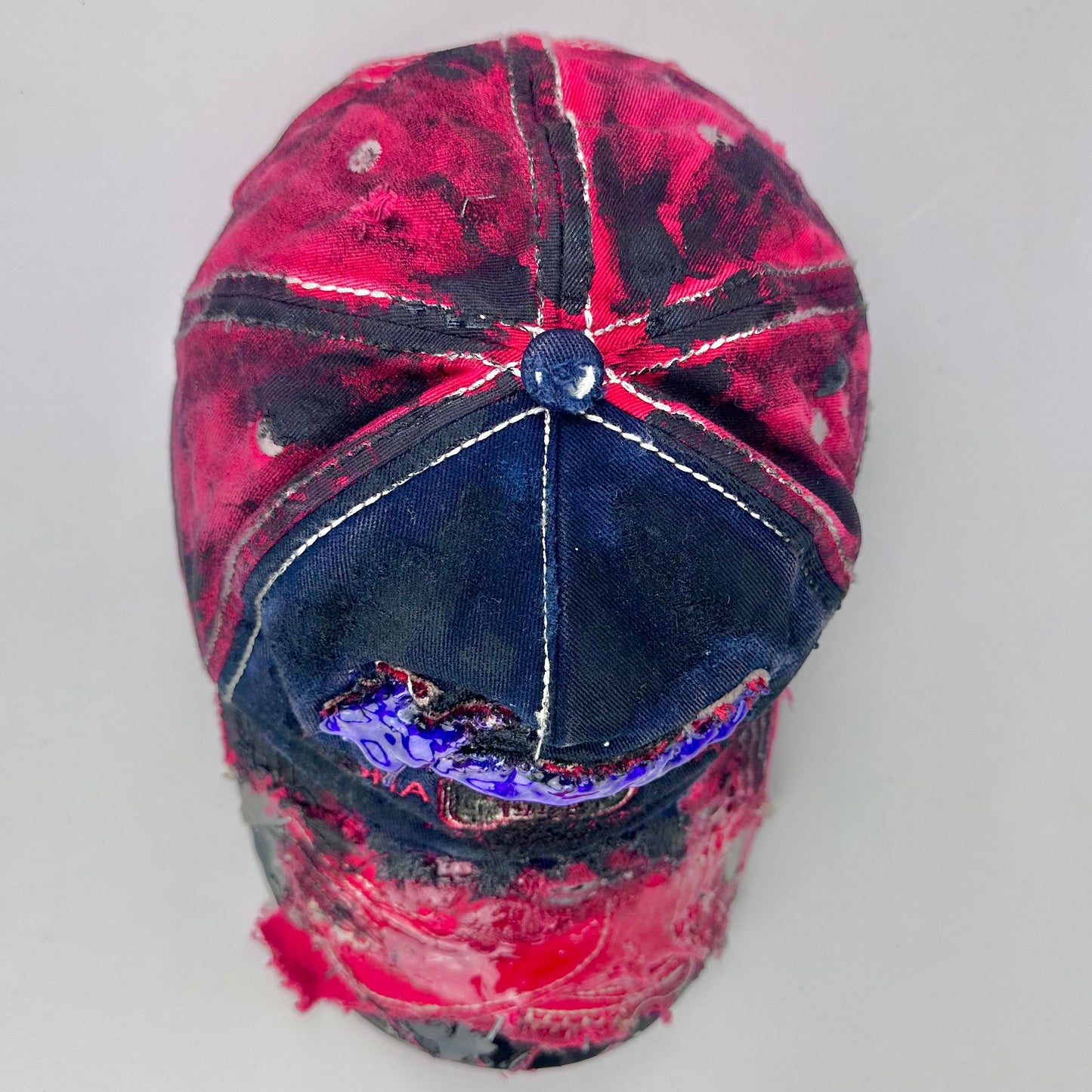 ASTROBOI* 'Red #5' Hawaii Blue & Red Deconstructed Resin Hat